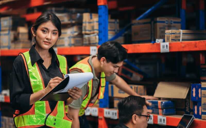 staff doing warehouse operations